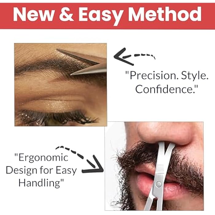 TEMPERIA Scissors for Moustache, Nose Hair, Beard, Eyebrow Cutting Trimming for Men & Women | Small Shaving & Grooming Scissor | Safety Design & Premium Non Rusting Metal | 1 Nasal & 1 Eyebrow Scissor - Image 4
